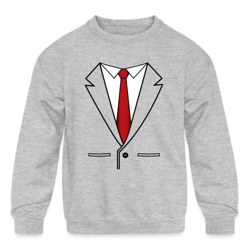 Suit and Red Tie - Kids' Crewneck Sweatshirt