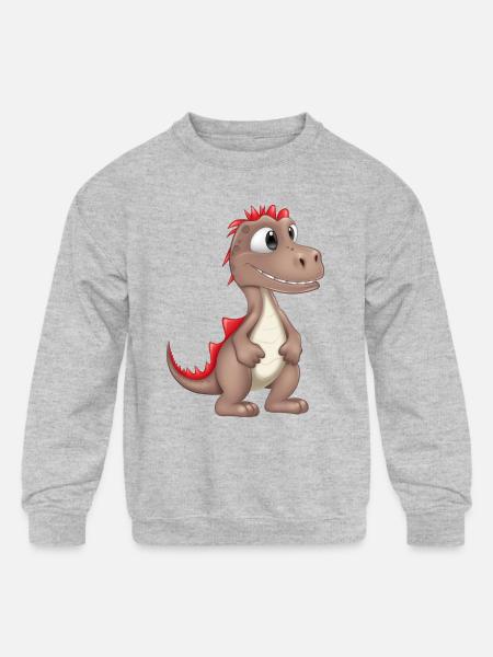 Playful Prehistoric Buddy - Kids' Crewneck Sweatshirt - heather gray