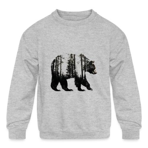 Evergreen Bear Silhouette - Kids' Crewneck Sweatshirt