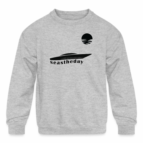 Seas the Day Maritime Speedboat Powerboat Boater. - Kids' Crewneck Sweatshirt