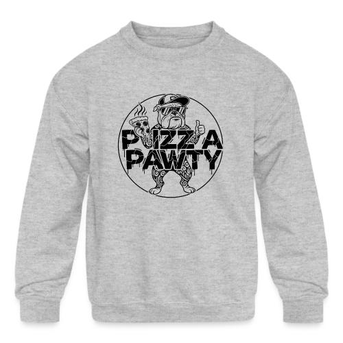 Pizza Pawty Bulldog T-Shirt | Funny Dog Pizza Tee - Kids' Crewneck Sweatshirt