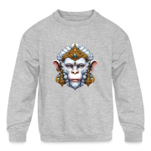 Thai Hanuman Monkey Deity Mask - Kids' Crewneck Sweatshirt