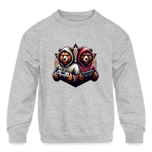 2 grizzlies gamer bears - Kids' Crewneck Sweatshirt