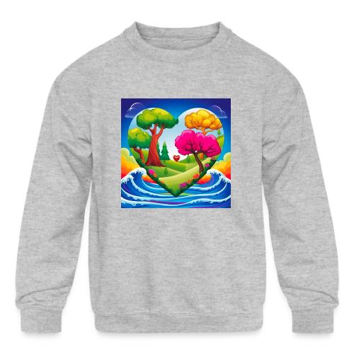 Heart, fantasy, landscapes, nature, fantasy - Kids' Crewneck Sweatshirt