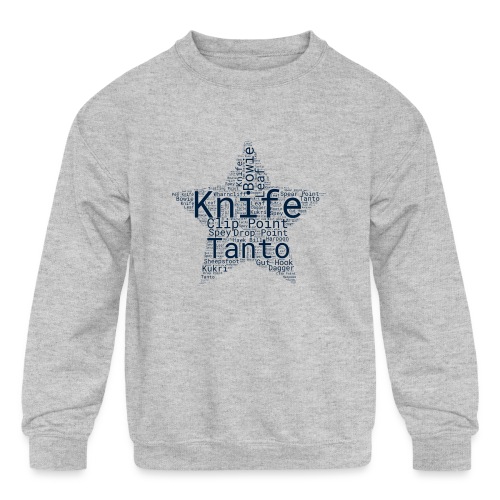 Knife Word Art Design in a Star - Kids' Crewneck Sweatshirt