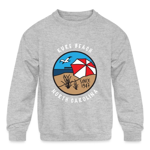 Kure Beach Day-White Lettering-Front Only - Kids' Crewneck Sweatshirt