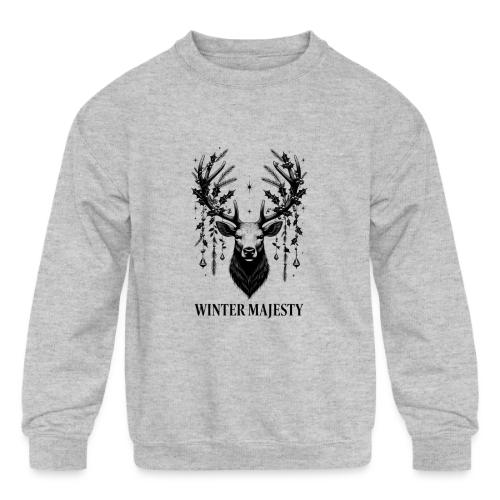 Majestic Reindeer T-Shirt, Poster, & Mug - Kids' Crewneck Sweatshirt