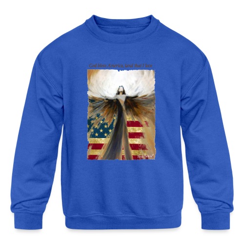 God bless America Angel_Strong color_Brown type - Kids' Crewneck Sweatshirt