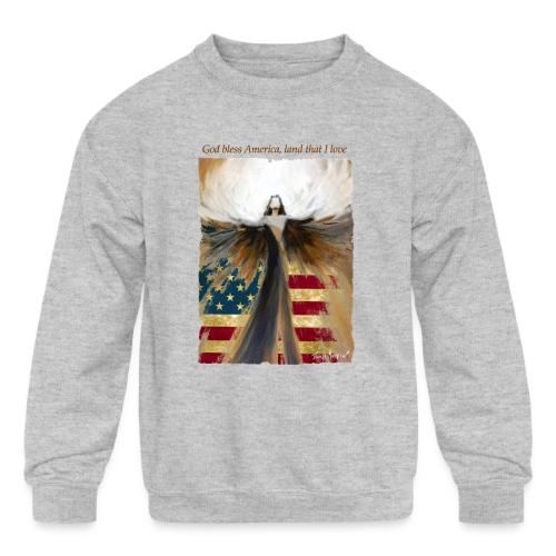 God bless America Angel_Strong color_Brown type - Kids' Crewneck Sweatshirt