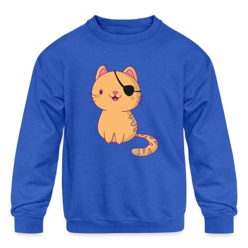 Cat with 3D glasses doing Vision Therapy! - Kids' Crewneck Sweatshirt
