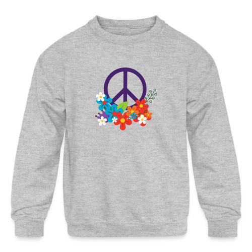 Hippie Peace Design avec des fleurs - Molleton à encolure ras-du-cou pour enfants