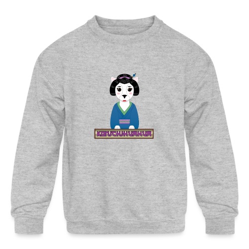 Konichihuahua Japanese / Spanish Geisha Dog Blue - Kids' Crewneck Sweatshirt