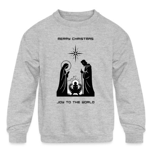 Joy to the World T-Shirt | Minimalist Nativity - Kids' Crewneck Sweatshirt
