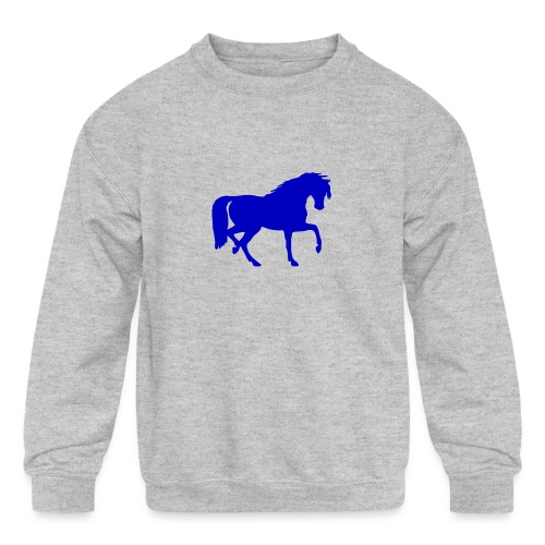 blue horse hoodie - Kids' Crewneck Sweatshirt
