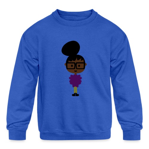 Studious Girl With Big Frames - Kids' Crewneck Sweatshirt