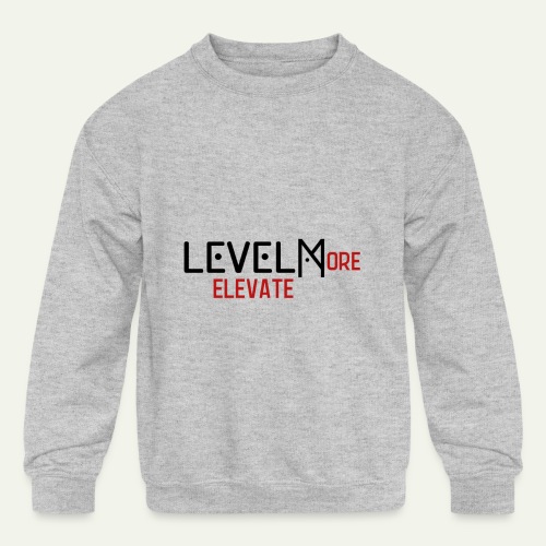 LEVEL M Elevate More design with M logo on back. - Kids' Crewneck Sweatshirt