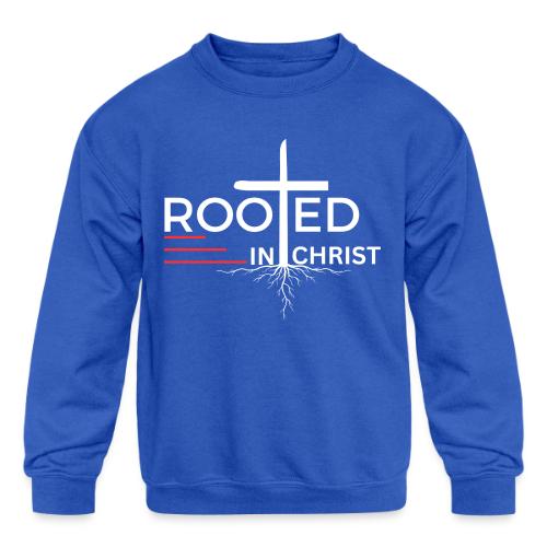 Rooted in Christ (white) - Colossians 2:7 - Kids' Crewneck Sweatshirt