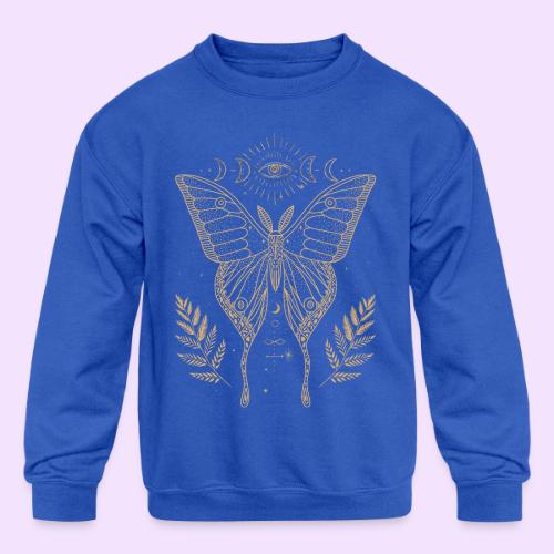 Third Eye Butterfly - Moon Cycle Design - Kids' Crewneck Sweatshirt