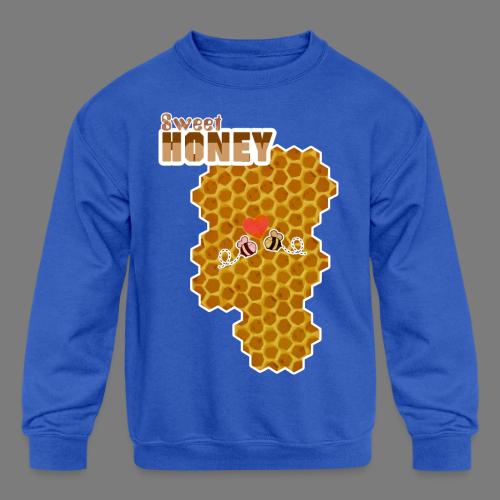 Sweet Honey - Spring comb design - Kids' Crewneck Sweatshirt