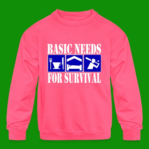 Softball/Baseball Basic Needs - Kids' Crewneck Sweatshirt