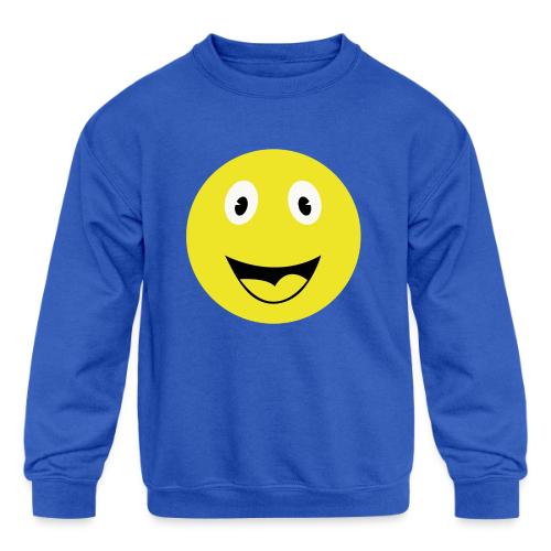Yellow Happy Face Print - Kids' Crewneck Sweatshirt