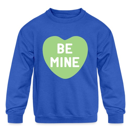 Be Mine Green Candy Heart - Kids' Crewneck Sweatshirt