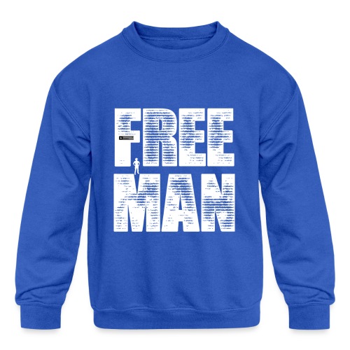 FREE MAN - White Graphic - Kids' Crewneck Sweatshirt