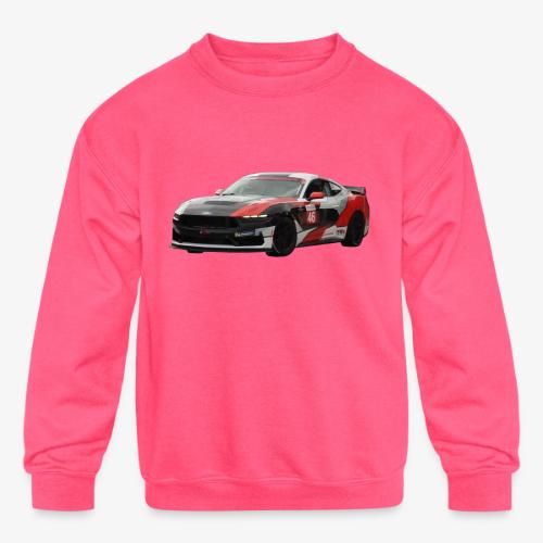 Red White and Black Mustang Racecar - Kids' Crewneck Sweatshirt