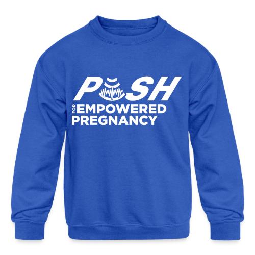PUSH Logo Gear (White) - Kids' Crewneck Sweatshirt