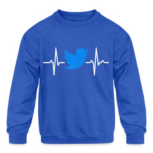 Social Media Heartbeat Blue Bird Graphic - Kids' Crewneck Sweatshirt