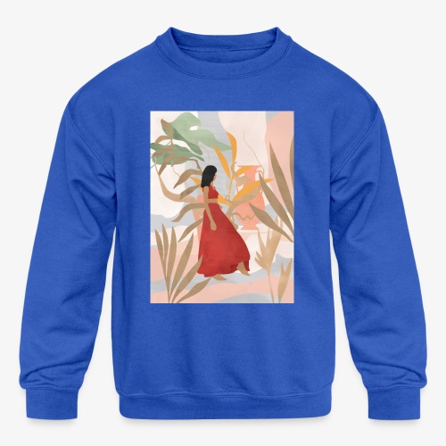 Red Dahlia summer flower - Kids' Crewneck Sweatshirt