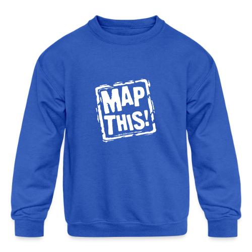 MapThis! White Stamp Logo - Kids' Crewneck Sweatshirt