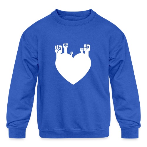 Fist Heart Wht - Kids' Crewneck Sweatshirt