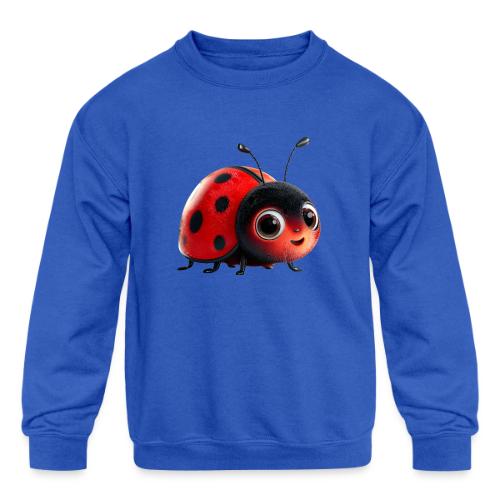 Adorable Cartoon Ladybug with Big Eyes - Kids' Crewneck Sweatshirt