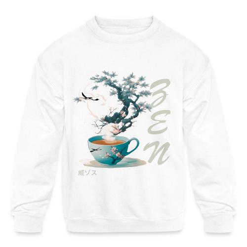 Teacup Steam Creates Japanese Garden: Tranquility - Kids' Crewneck Sweatshirt