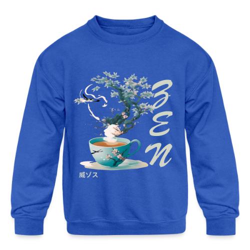 Teacup Steam Creates Japanese Garden: Tranquility - Kids' Crewneck Sweatshirt