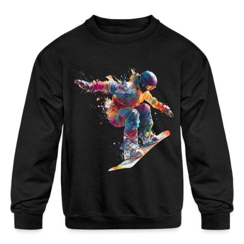 Snowboarding: Frozen Flight - Kids' Crewneck Sweatshirt