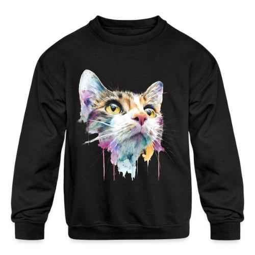 Chromatic Cat Splash - Kids' Crewneck Sweatshirt