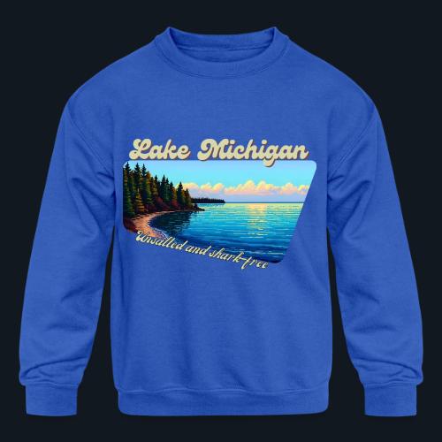 Lake Michigan Unsalted and shark-free - Kids' Crewneck Sweatshirt