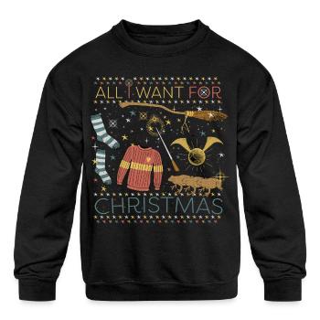 Harry Potter Ugly chandail de Noël - Molleton à encolure ras-du-cou pour enfants - noir - Devant