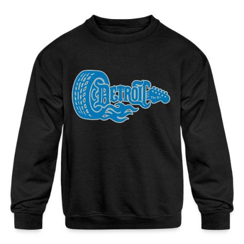 The D® - Detroit Wheel Guitar with Flames Bl Slvr - Kids' Crewneck Sweatshirt