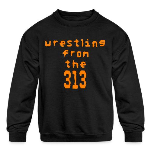 Wrestling from the 313 (orange) - Kids' Crewneck Sweatshirt