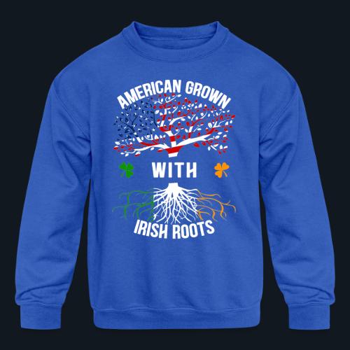 American Grown with Irish Roots - Kids' Crewneck Sweatshirt
