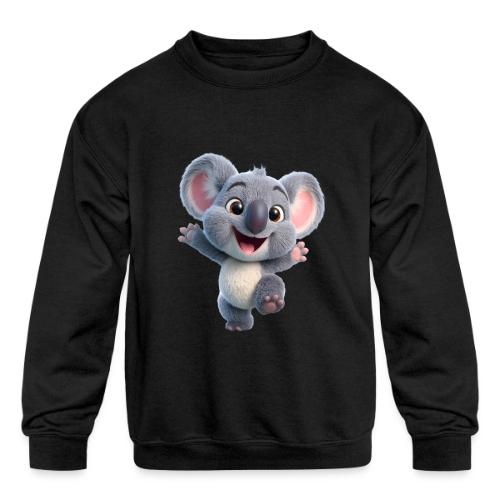 Joyful 3D Baby Koala with Arms Up - Kids' Crewneck Sweatshirt