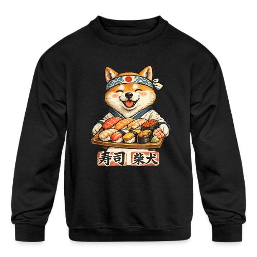 Funny Shiba Inu Sushi Kawaii Dog Tee - Kids' Crewneck Sweatshirt