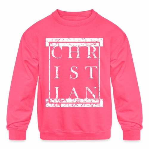 CHRISTIAN Religion - Grunge Block Box Gift Ideas - Kids' Crewneck Sweatshirt