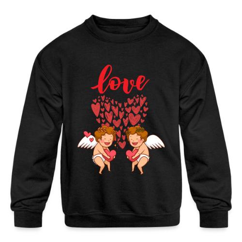 Cupid Love Designs, cupid love angel vibration. - Kids' Crewneck Sweatshirt