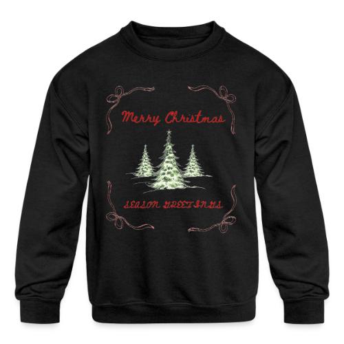 Beautiful Green Christmas Tree Graphic - Kids' Crewneck Sweatshirt
