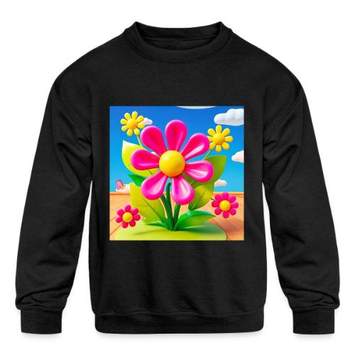 Pink Floral Peace | Sky & Nature Design - Kids' Crewneck Sweatshirt