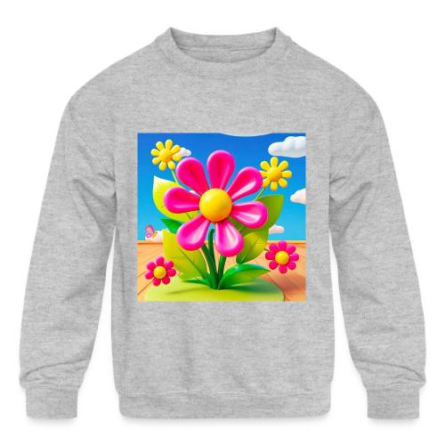 Pink Floral Peace | Sky & Nature Design - Kids' Crewneck Sweatshirt